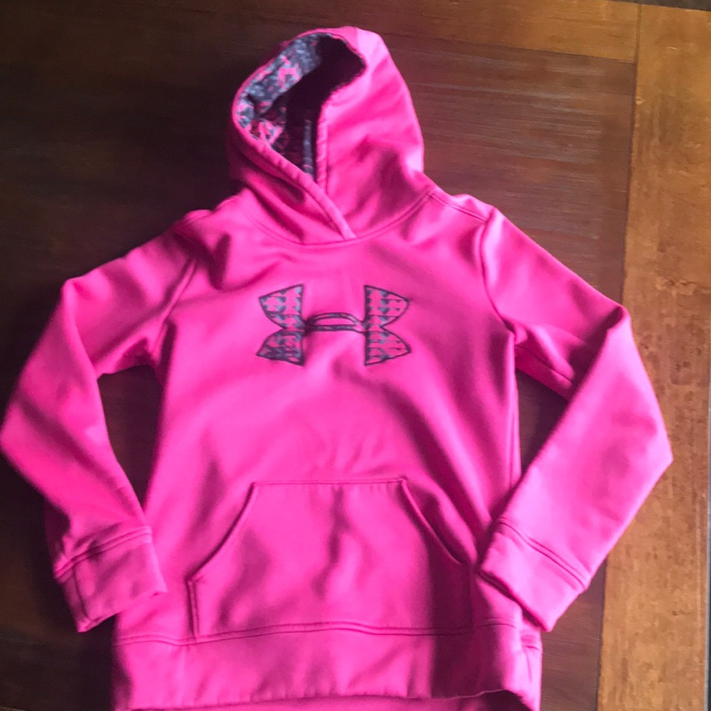 Under armour hoodie, pink, youth large